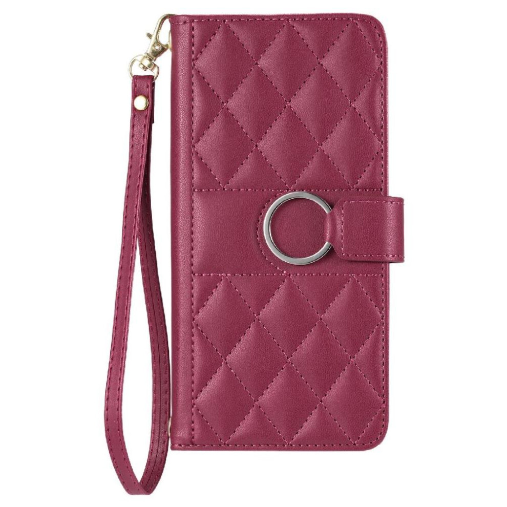 (Red) Flip Case For Samsung Galaxy A71 4G Wrist Strap Protective Pu Leather Card Slots Holder Magnetic Red 764549434466