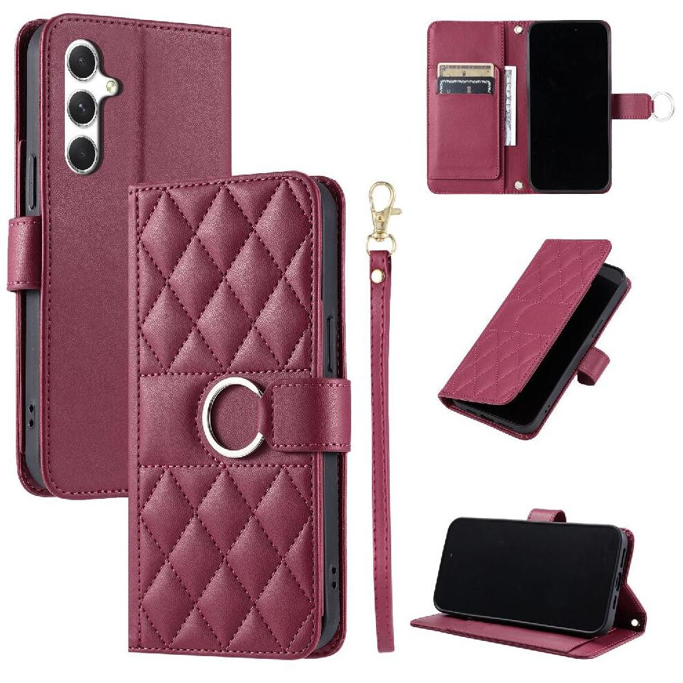 (Red) Flip Case For Samsung Galaxy A54 5G Magnetic Protective Card Slots Holder Wrist Strap Pu Leather Red 764549436668
