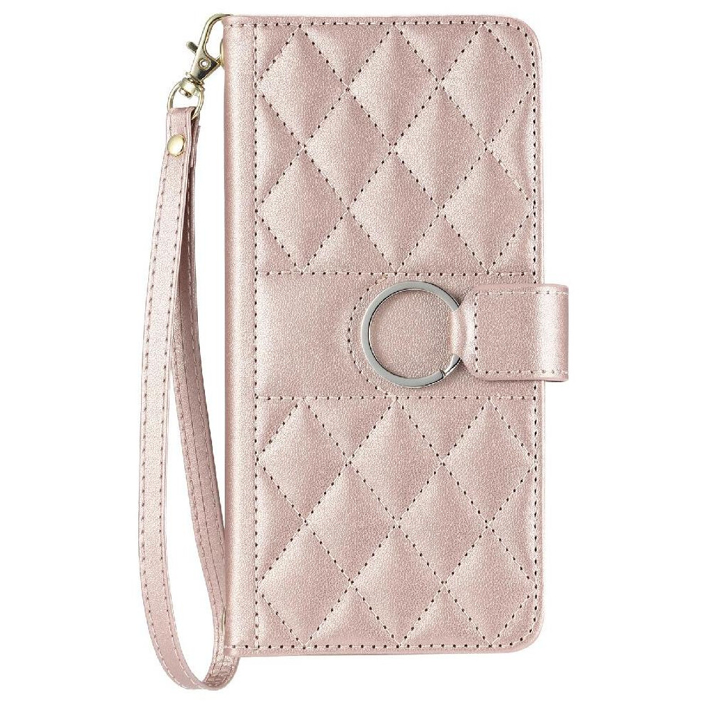 (Rose ) Flip Case For Samsung Galaxy A34 5G Protective Magnetic Pu Leather Wrist Strap Card Slots Holder Gold 764549436682