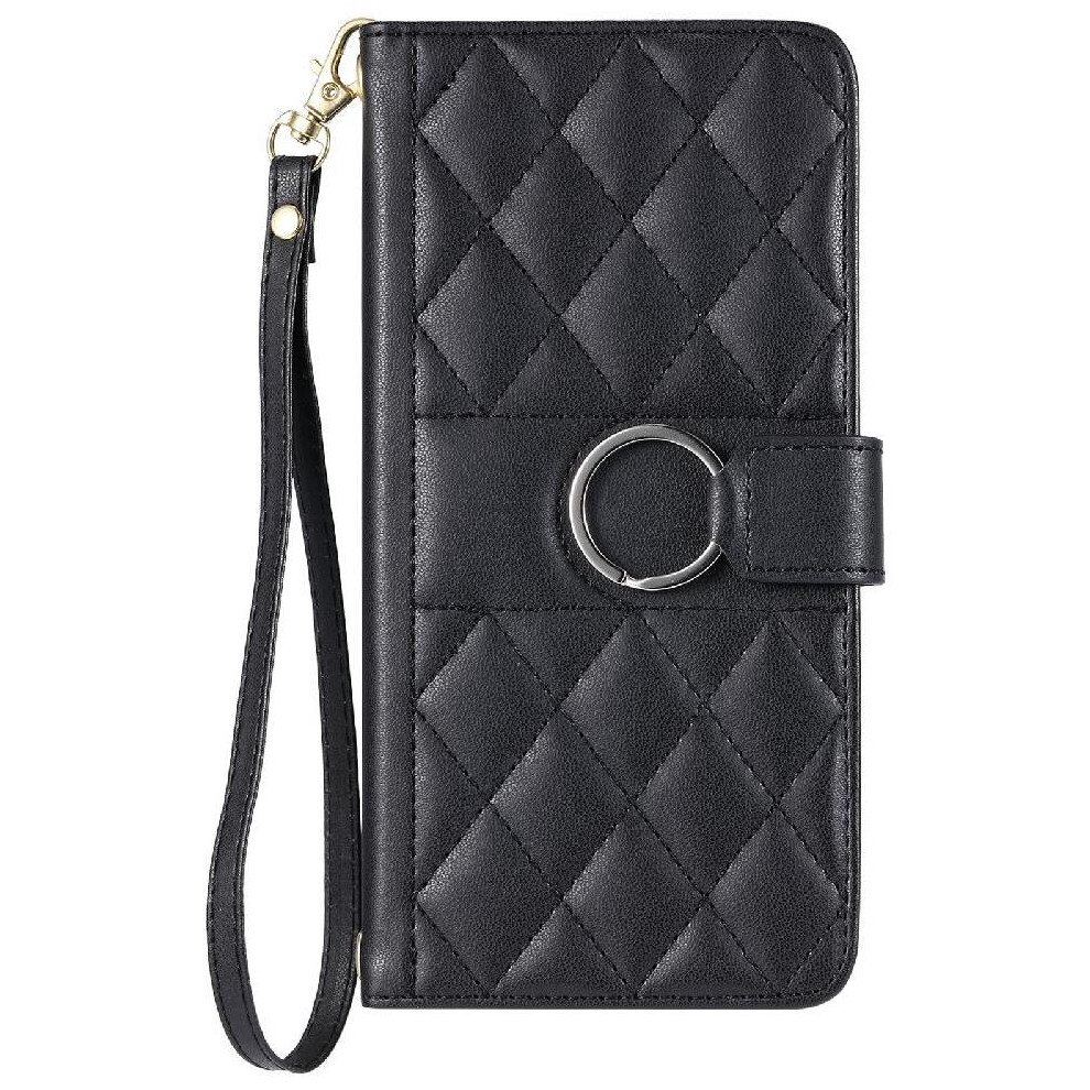 (Black) Flip Case For Samsung Galaxy S23 Fe Protective Wrist Strap Card Slots Holder Magnetic Pu Leather Black 764549437351