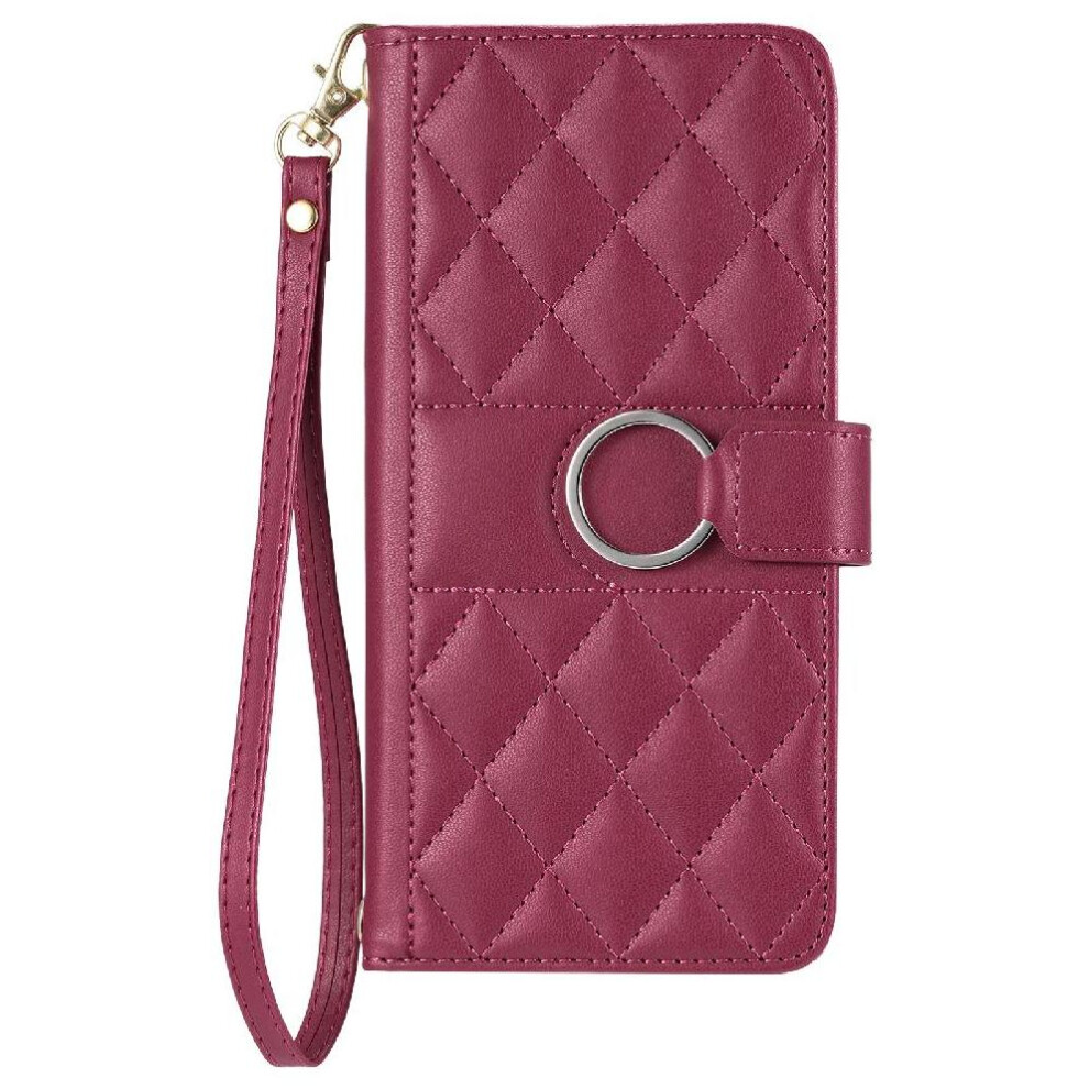 (Red) Flip Case For Samsung Galaxy S23 Magnetic Card Slots Holder Pu Leather Protective Wrist Strap Red 764549437535