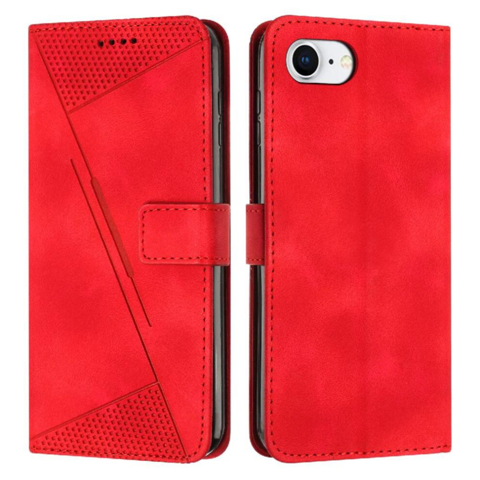 (Red) Flip Case For Iphone 16E Kickstand Wallet Card Insertion Pu Leather Red 764549438082