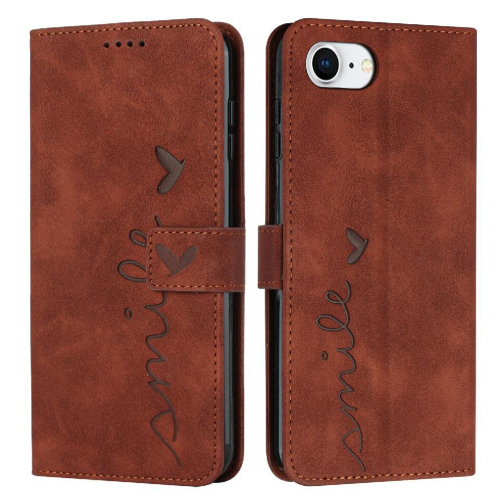 (Brown) Flip Case For Iphone 16E Card Insertion Kickstand Pu Leather Side Buckle Love Wallet Brown 764549438211