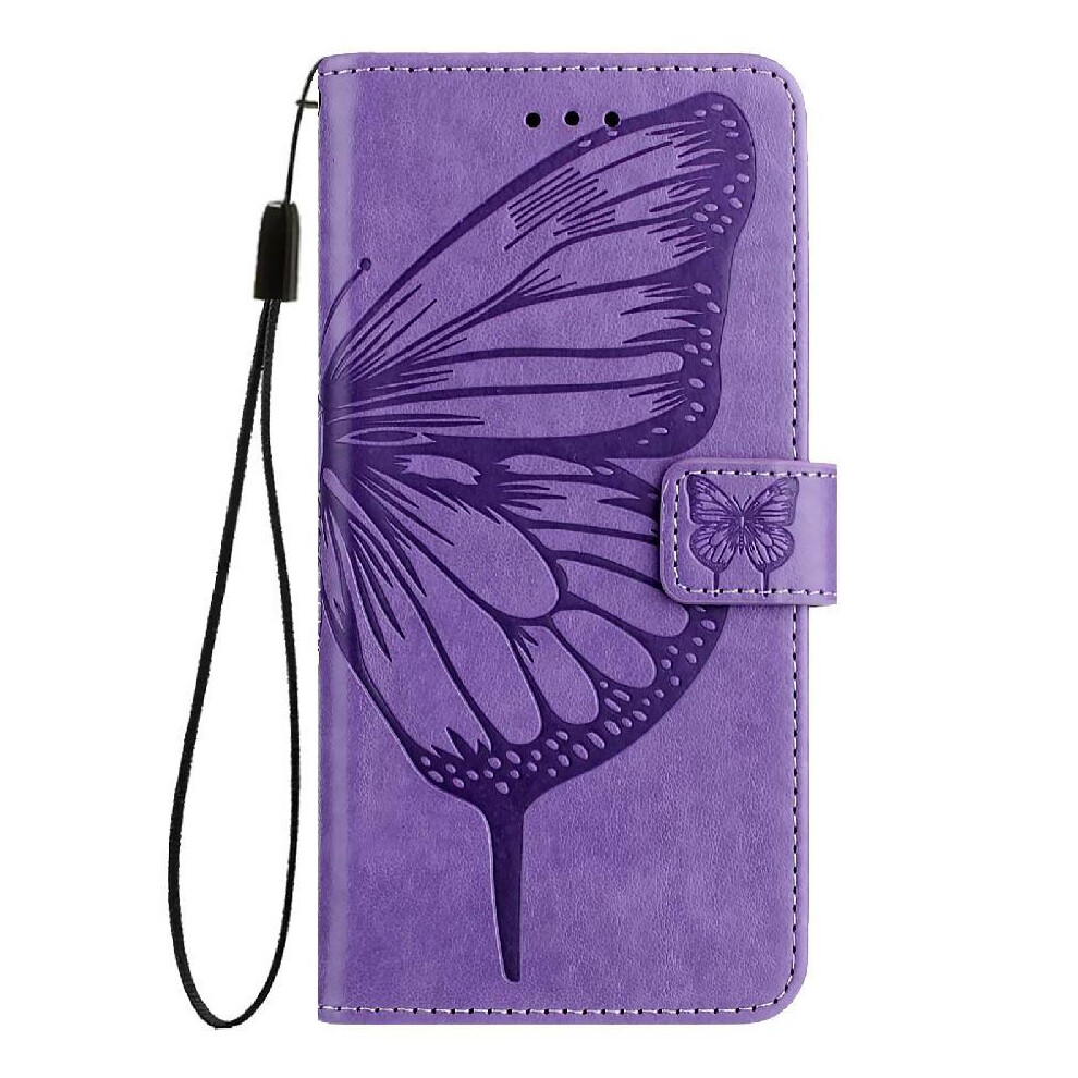 ( Violet) Case For Iphone 16E Flip Cover Premium Leather Magnetic Embossing Butterfly Light 764549438327