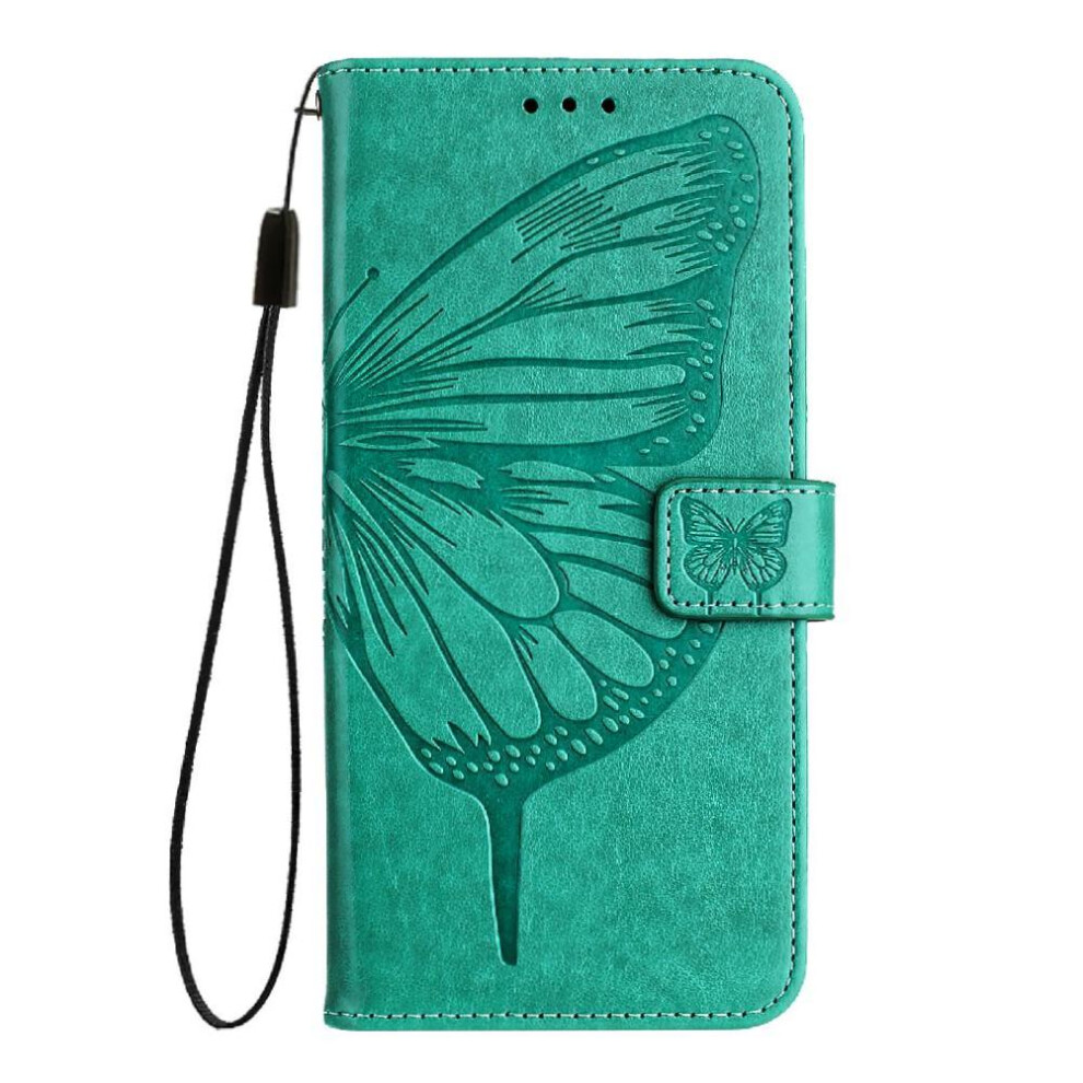 (Green) Case For Iphone 16E Flip Cover Premium Leather Magnetic Embossing Butterfly Green 764549438303