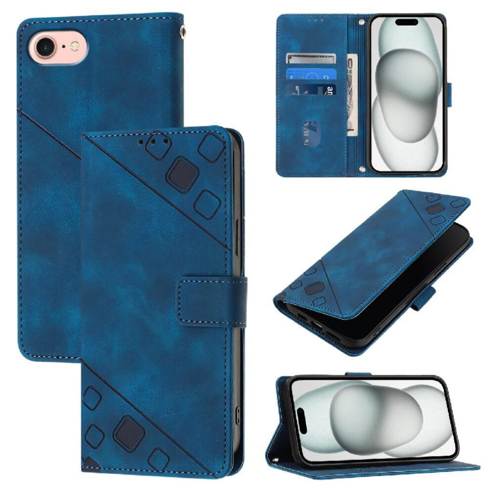 (Blue) Case For Iphone 16E Card Holder Magnetic Leather Wallet Flip Cover Blue 764549438426