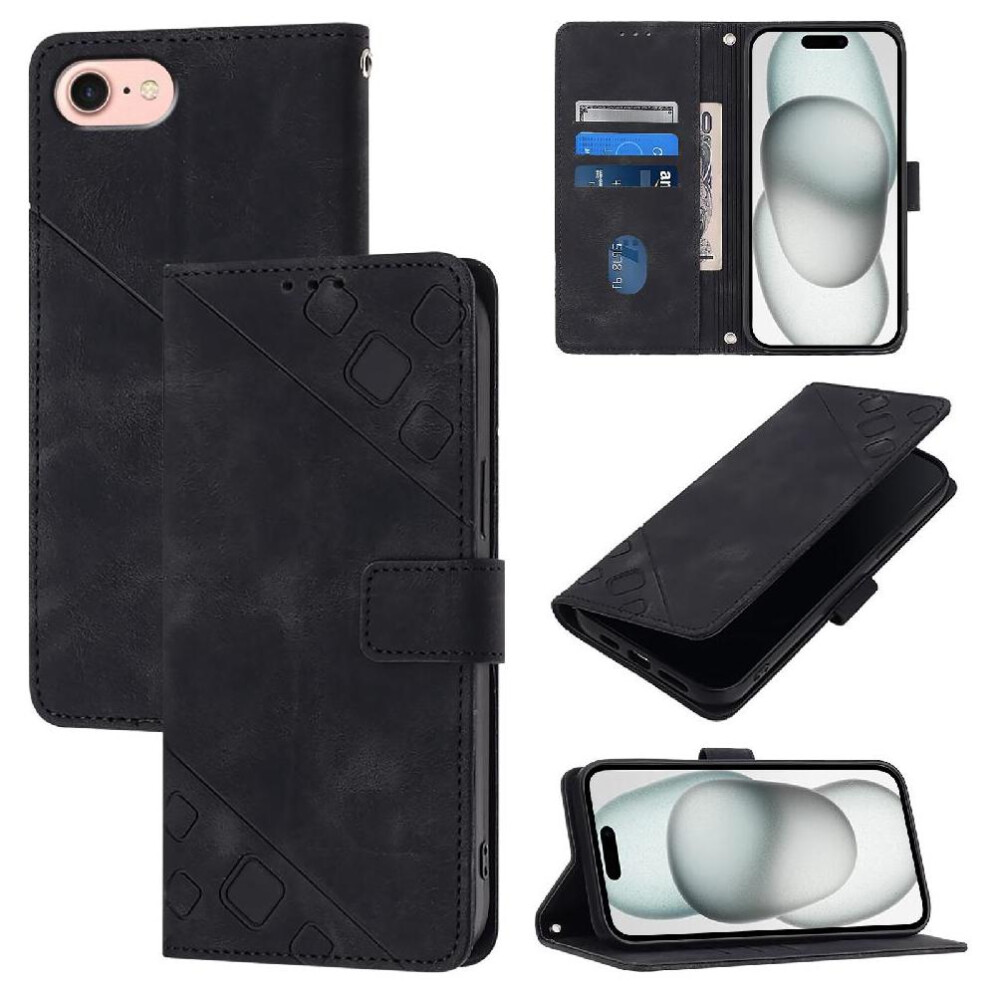 (Black) Case For Iphone 16E Card Holder Magnetic Leather Wallet Flip Cover Black 764549438457