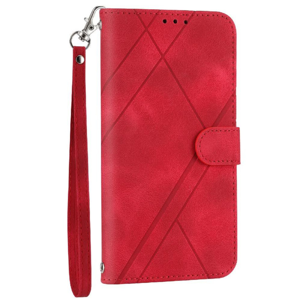 (Red) Filp Case For Iphone 16E Kickstand Pu Leather Cover Wrist Strap Credit Card Holder Hand Wallet Red 764549438723