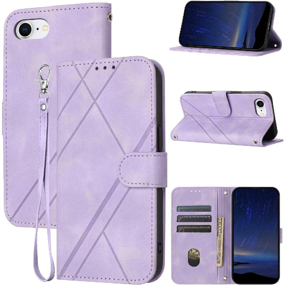 (Purple) Filp Case For Iphone 16E Anti Scratch Pu Leather Strap Full Protection Kickstand Credit Card Holder Purple 764549438754
