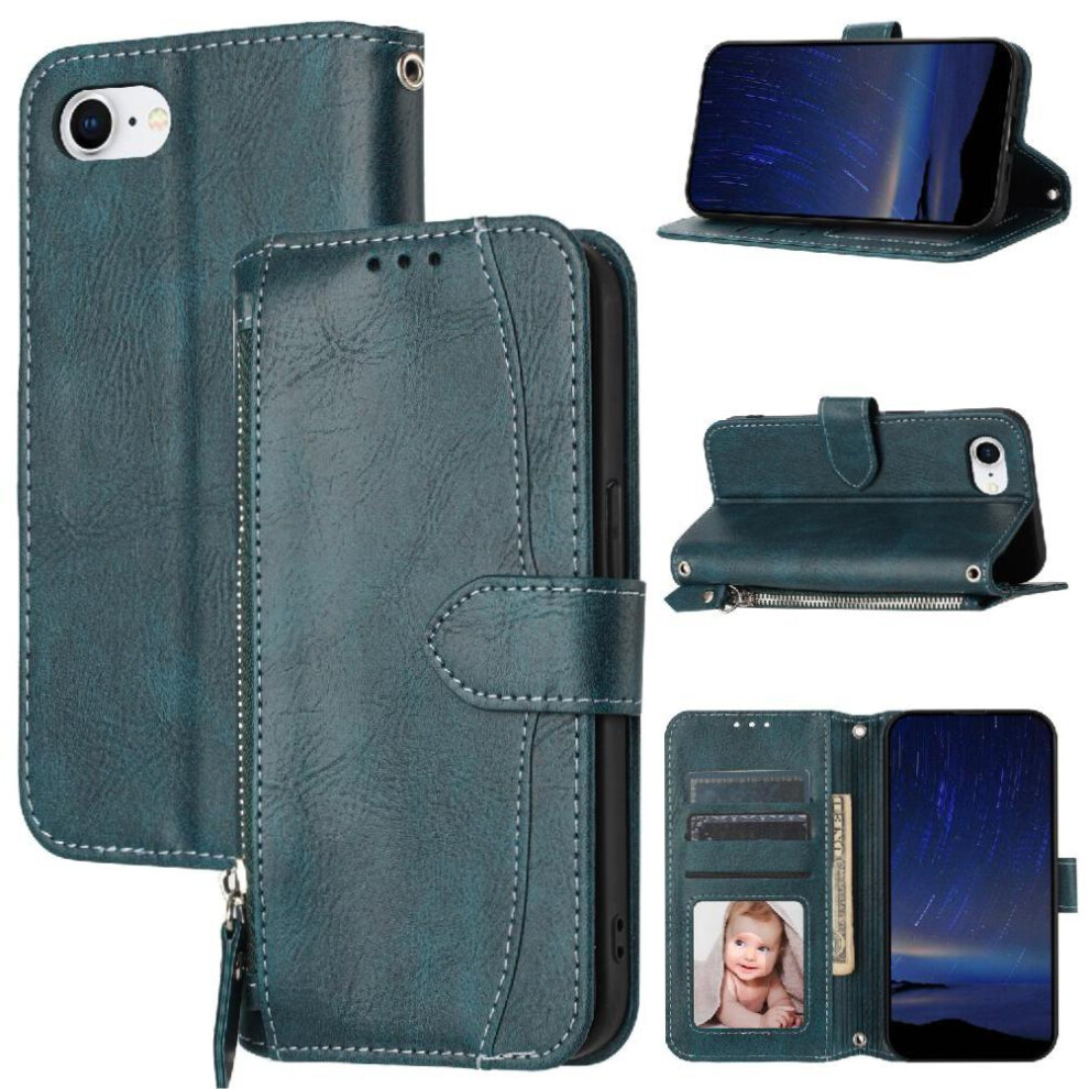 (Blue) Flip Case For Iphone 16E Magnetic Closure Pu Leather Anti Scratch Kickstand Card Holder Blue 764549438839