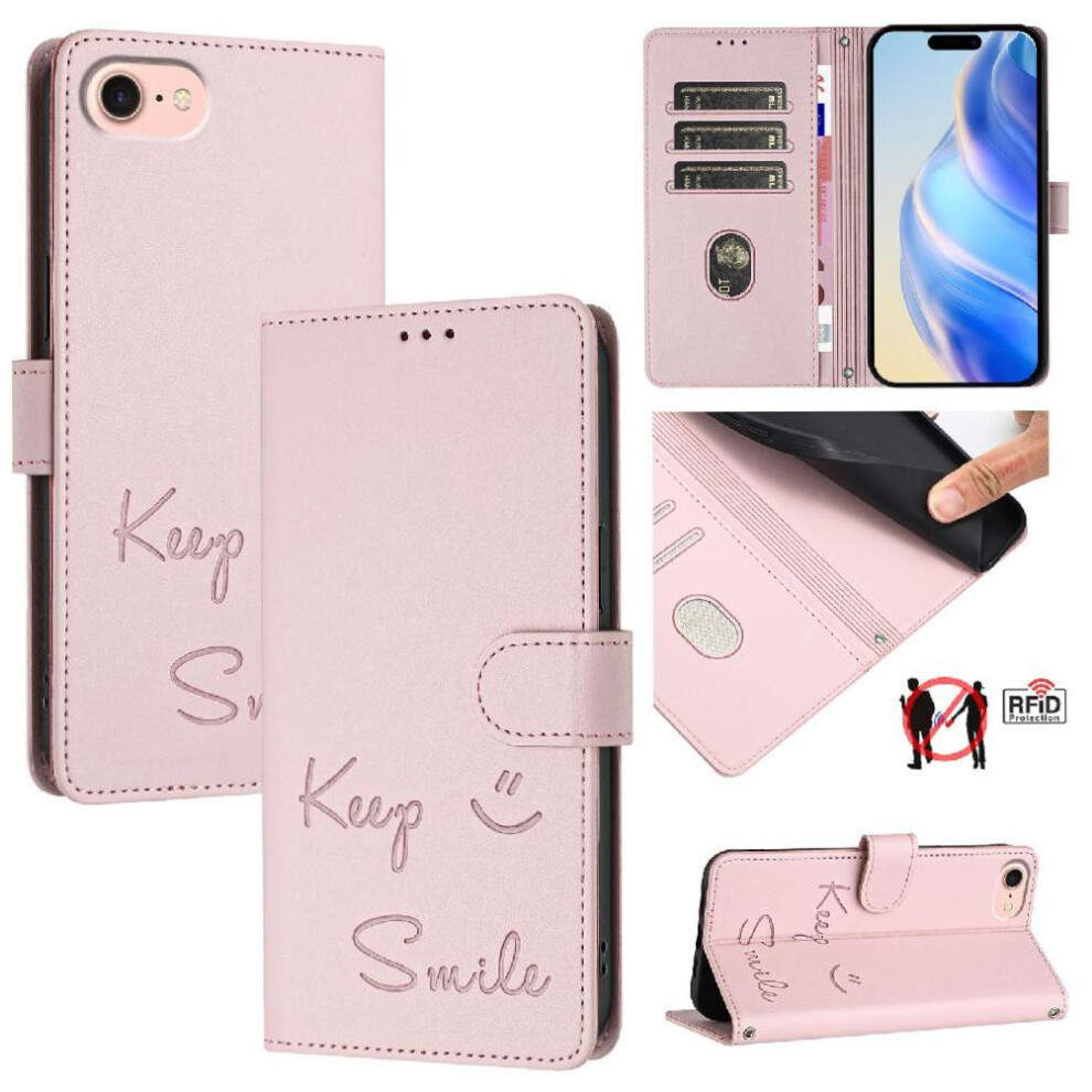 (Pink) Case For Iphone 16E Flip Cover Card Holder Wallet Rfid Blocking Pu Leather Pink 764549438990