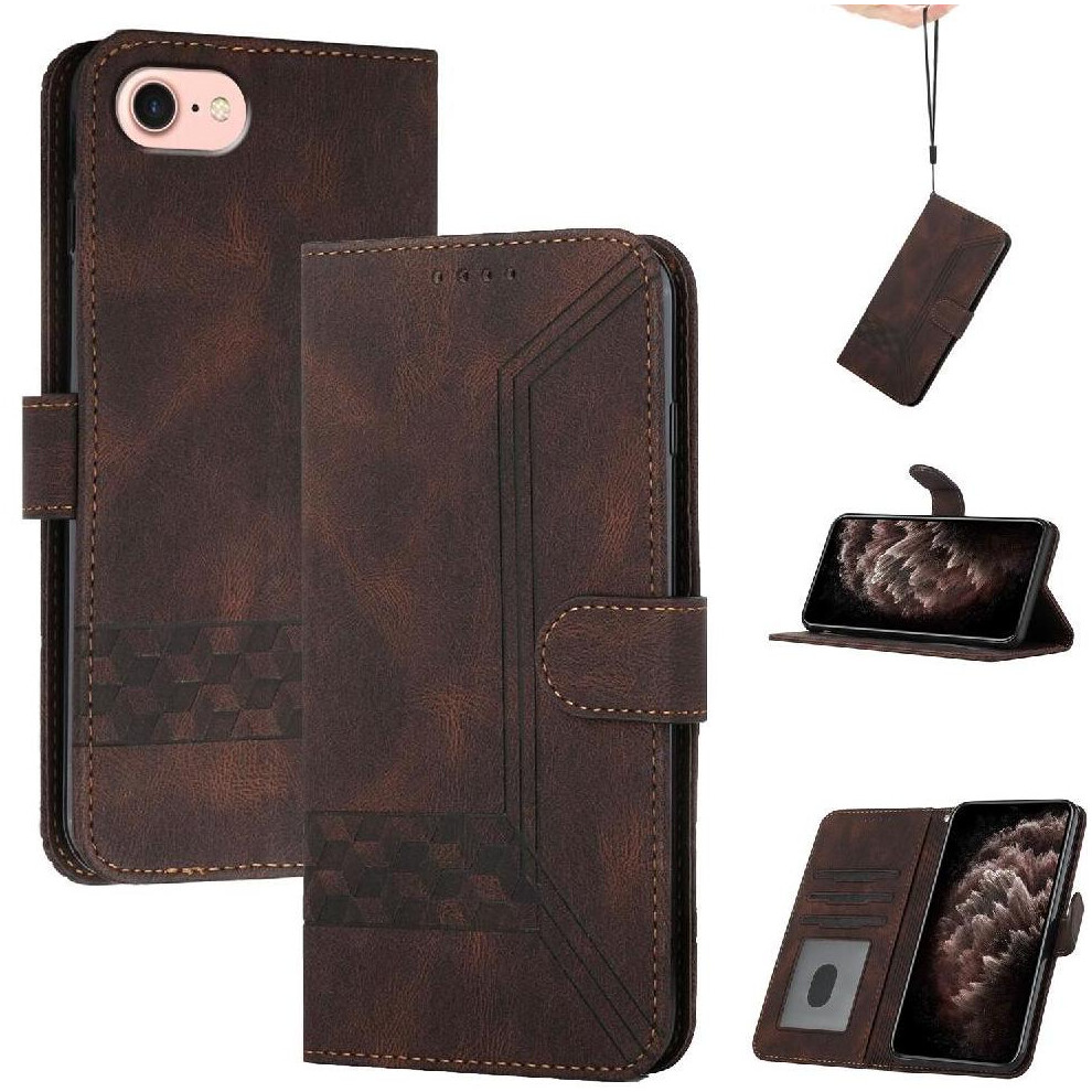 (Brown) Compatible With Iphone 16E Card Cover Pu Leather With Handy Stand Feature Wallet Brown 764549439713