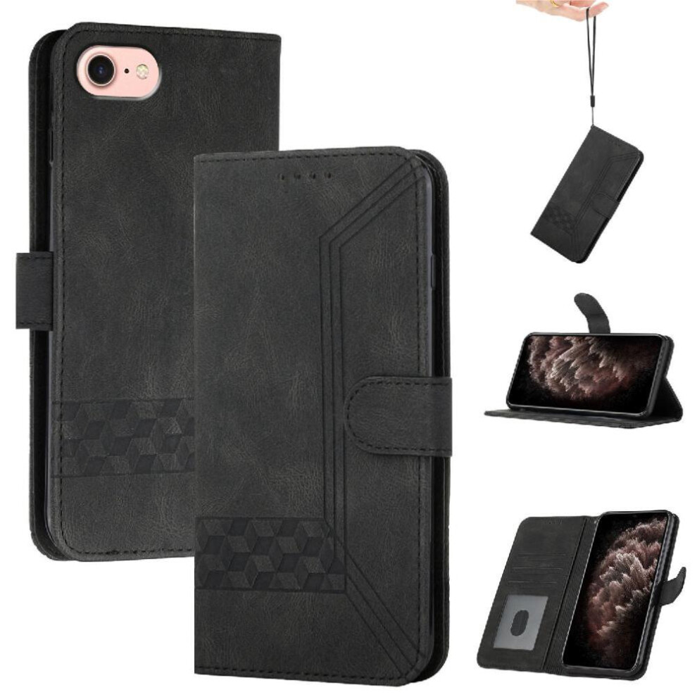 (Black) Compatible With Iphone 16E Card Cover Pu Leather With Handy Stand Feature Wallet Black 764549439706