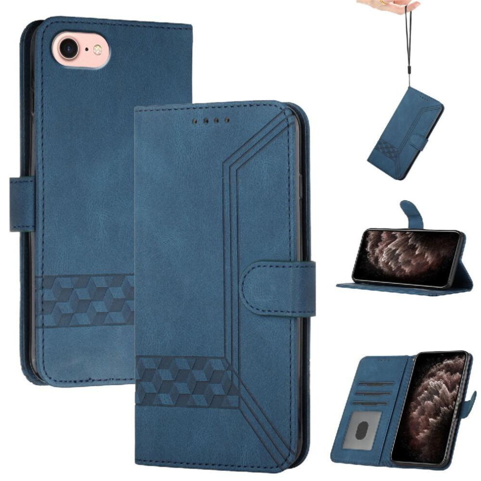 (Blue) Compatible With Iphone 16E Card Cover Pu Leather With Handy Stand Feature Wallet Blue 764549439676