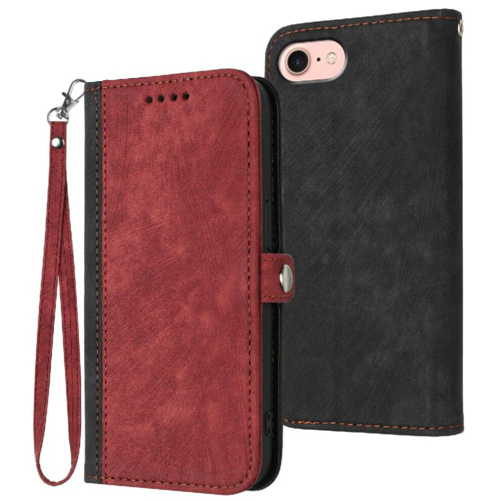 (Red) Case For Iphone 16E Flip Folio Book Pu Leather Magnetic Closure Kickstand Protective Wallet With Card Slot Stand Red 764549439744