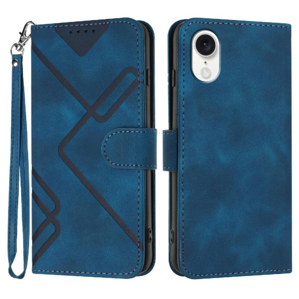 (Blue) Flip Case For Iphone 16E With Card Slot Stand Flip Wallet Magnetic Cover Pu Leather Blue 764549439942