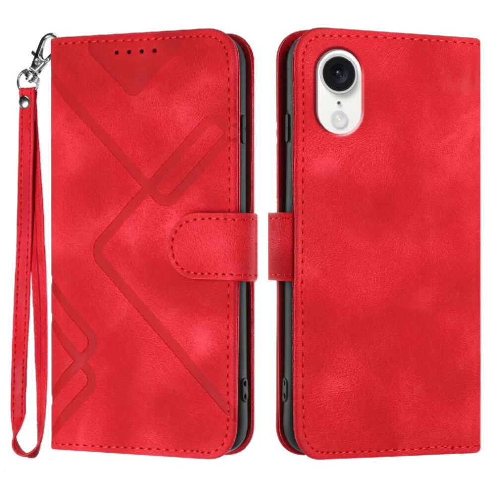 (Red) Flip Case For Iphone 16E With Card Slot Stand Flip Wallet Magnetic Cover Pu Leather Red
