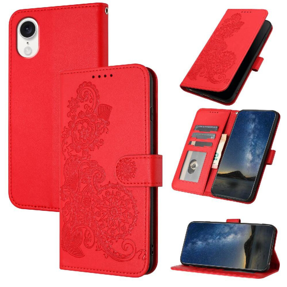 (Red) Flip Case For Iphone 16E Flip Folio Book Kickstand Protective Pu Leather Magnetic Closure With Card Slot Stand Red 764549439980