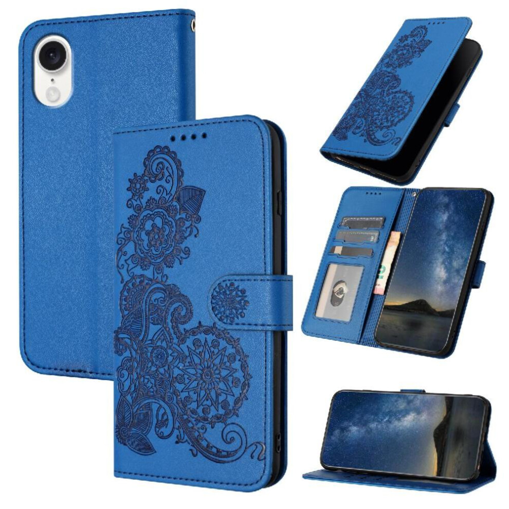 (Blue) Flip Case For Iphone 16E Flip Folio Book Kickstand Protective Pu Leather Magnetic Closure With Card Slot Stand Blue 764549439966