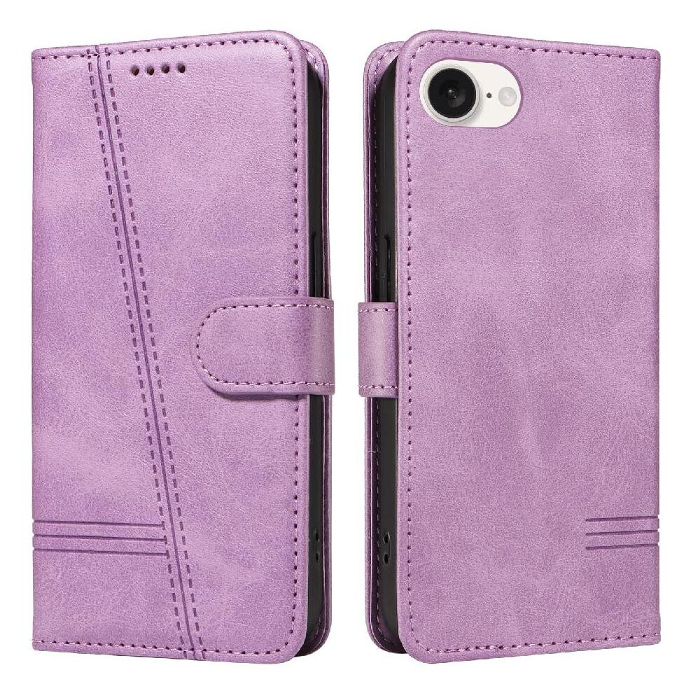 (Purple) Filp Case For Iphone 16E Pressed Pu Leather Wallet Phone Case With Credit Card Slot Detachable Black Bracelet Black,Purple 764549440658