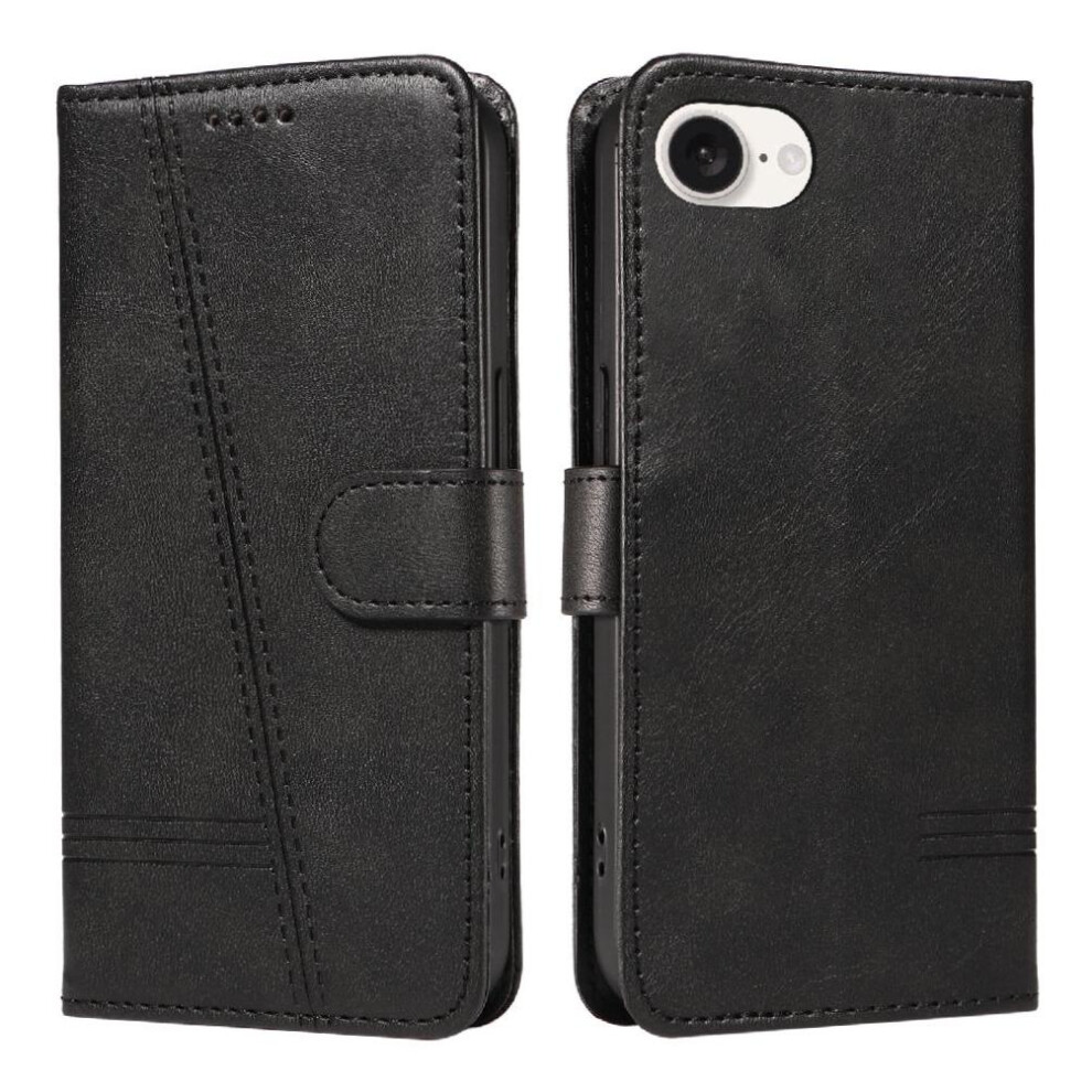 (Black) Filp Case For Iphone 16E Pressed Pu Leather Wallet Phone Case With Credit Card Slot Detachable Bracelet Black 764549440641