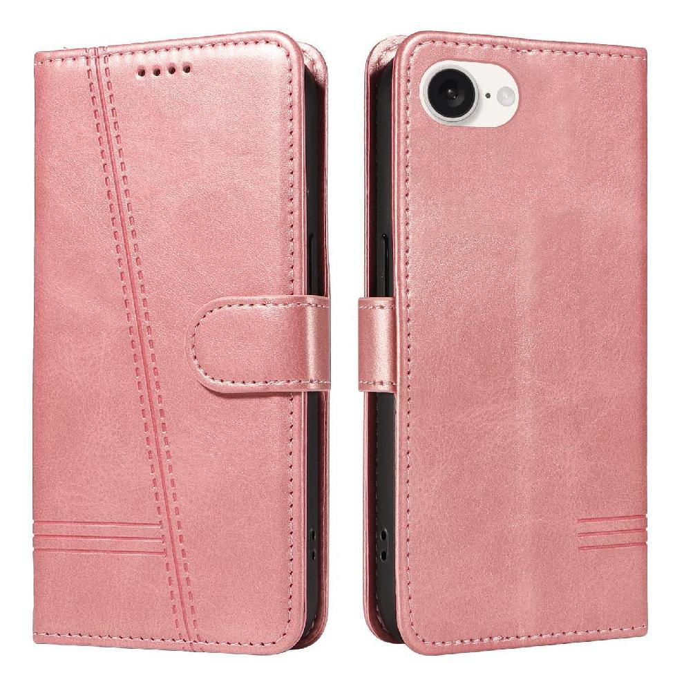 (Pink) Filp Case For Iphone 16E Pressed Pu Leather Wallet Phone Case With Credit Card Slot Detachable Black Bracelet Pink,Black 764549440665