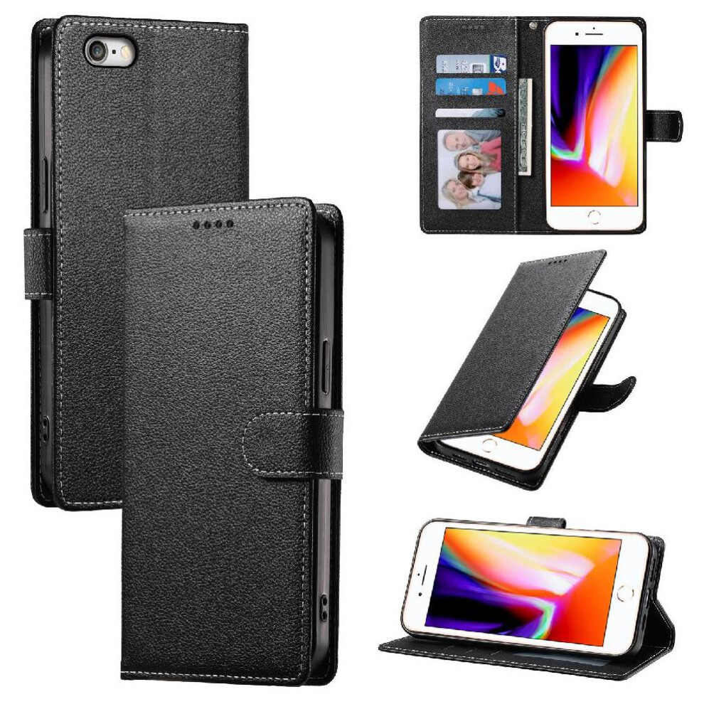 (Black) Compatible With Iphone 16E Case Shockproof Card Slots Magnetic Closure Daily Use Black 764549440801