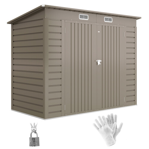 Outsunny Outsunny 8 x 4FT Metal Garden Storage Shed with Double Doors, Light Grey 1