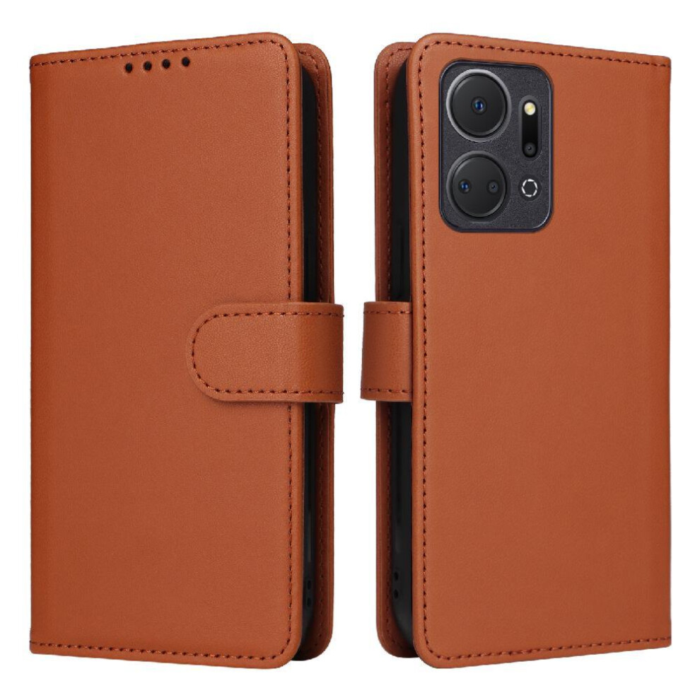 (Brown) Flip Case For Honor X7a 4G Wireless Charging Flip Cover Wallet Detachable Design Rfid Blocking Brown 764549442447