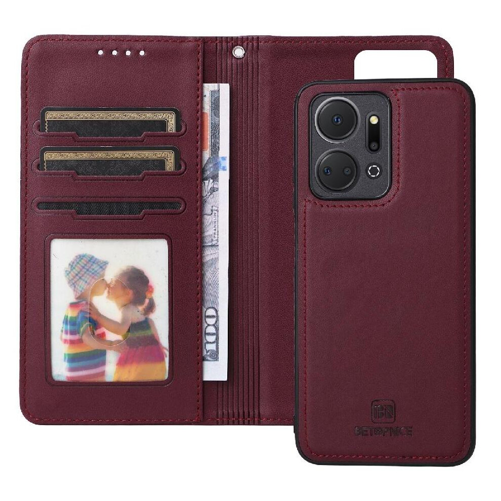(Red) Flip Case For Honor X7a 4G Wireless Charging Flip Cover Wallet Detachable Design Rfid Blocking Red 764549442423
