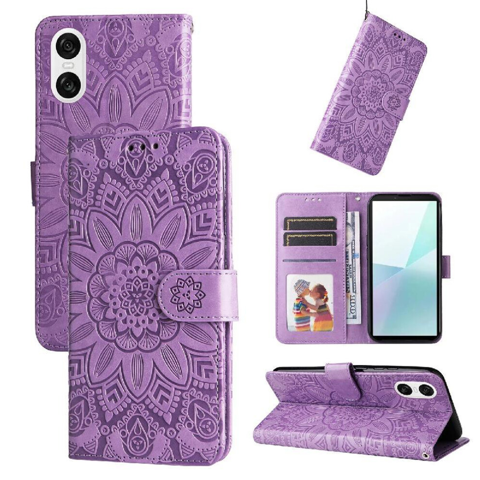(Purple) Case For Sony Xperia 10 Vi Card Slots Flip Protective Cover Leather Purple 764549442621