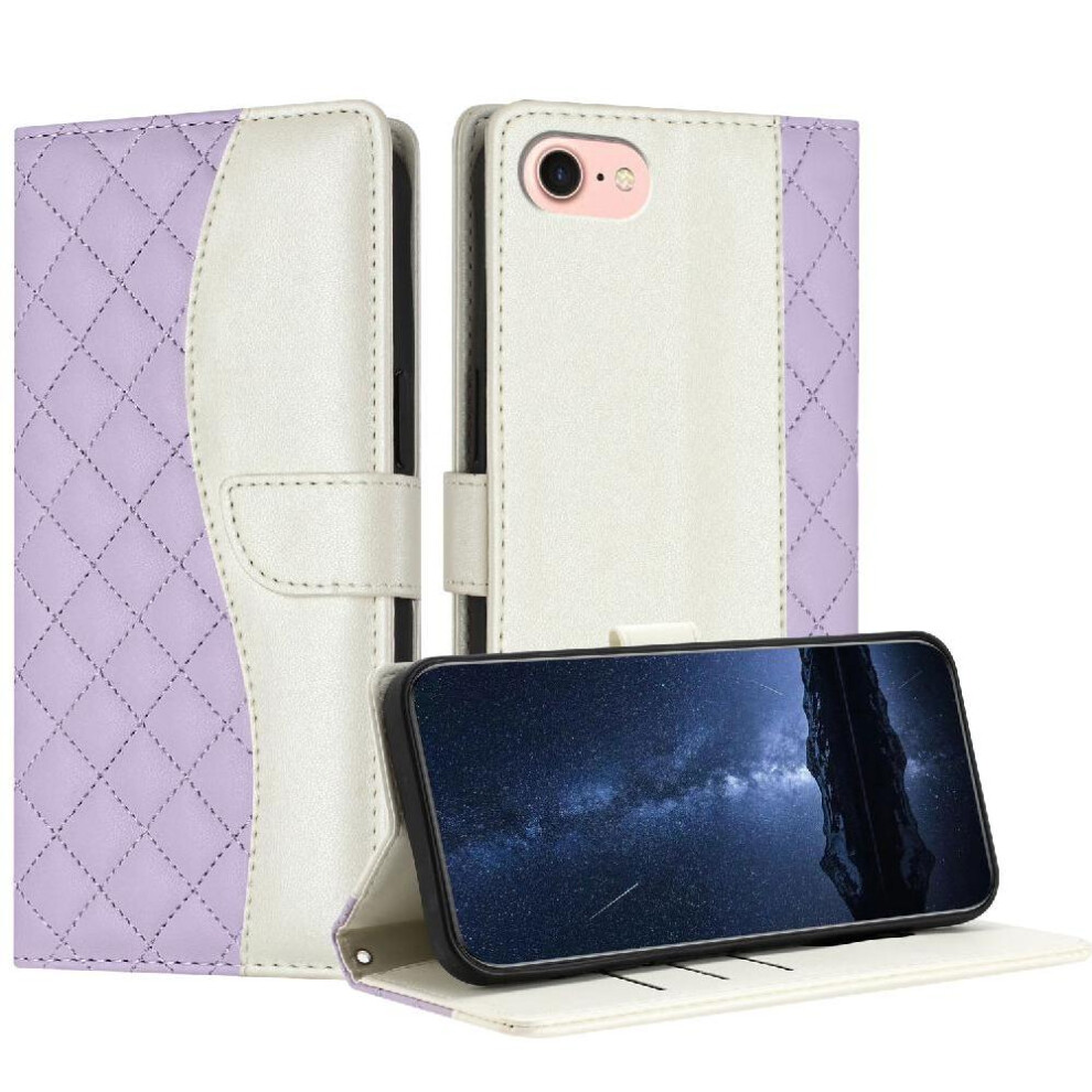 ( Violet) Flip Case For Iphone 16E Card Slots Holder Wallet Protection Color Wrist Strap Magnetic Light 764549442942