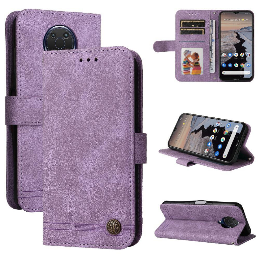 (Purple) Case For Nokia G20 Protective Cover Card Slot Holders Leather Purple 764549443055