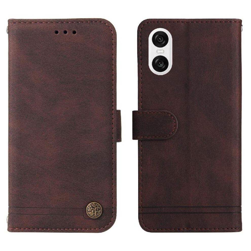 (Brown) Case For Sony Xperia 10 Vi Leather Protective Cover Card Slot Holders Brown 764549443116