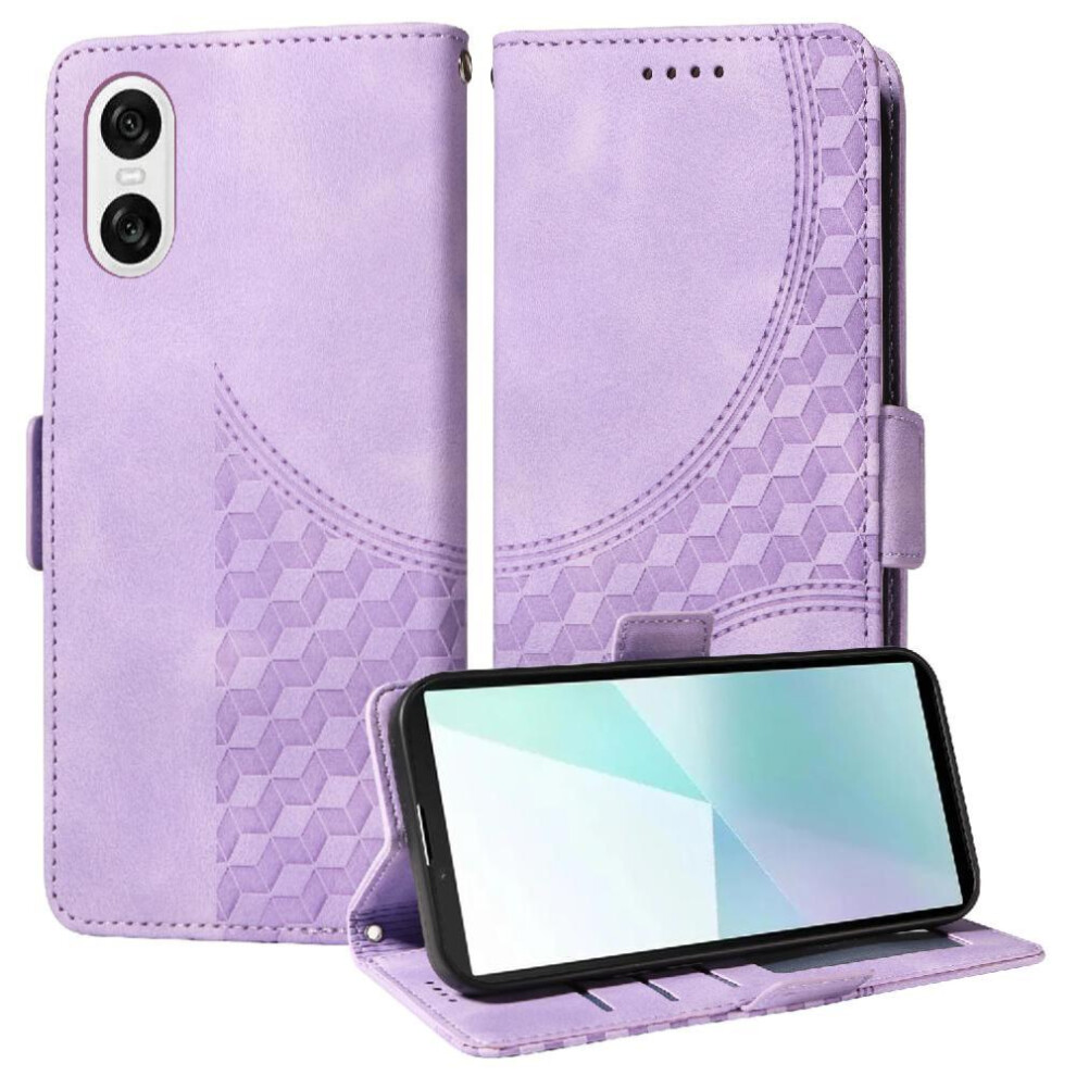 (Purple) Case For Sony Xperia 10 Vi Card Slot Holders Protective Cover Quilted Pattern Leather Purple 764549443925