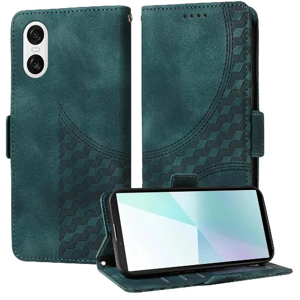 (Green) Case For Sony Xperia 10 Vi Card Slot Holders Protective Cover Quilted Pattern Leather Green 764549443888