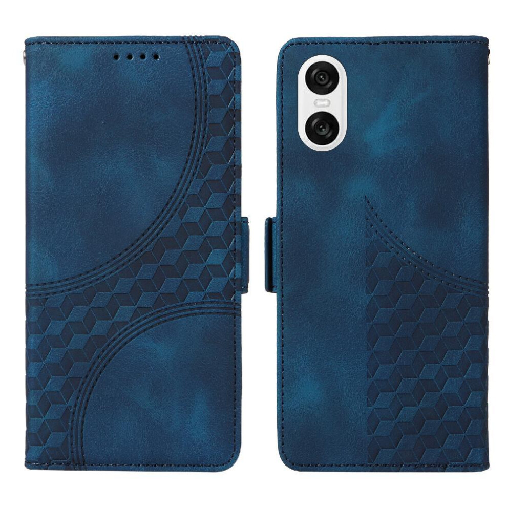 (Blue) Case For Sony Xperia 10 Vi Card Slot Holders Protective Cover Quilted Pattern Leather Blue 764549443895