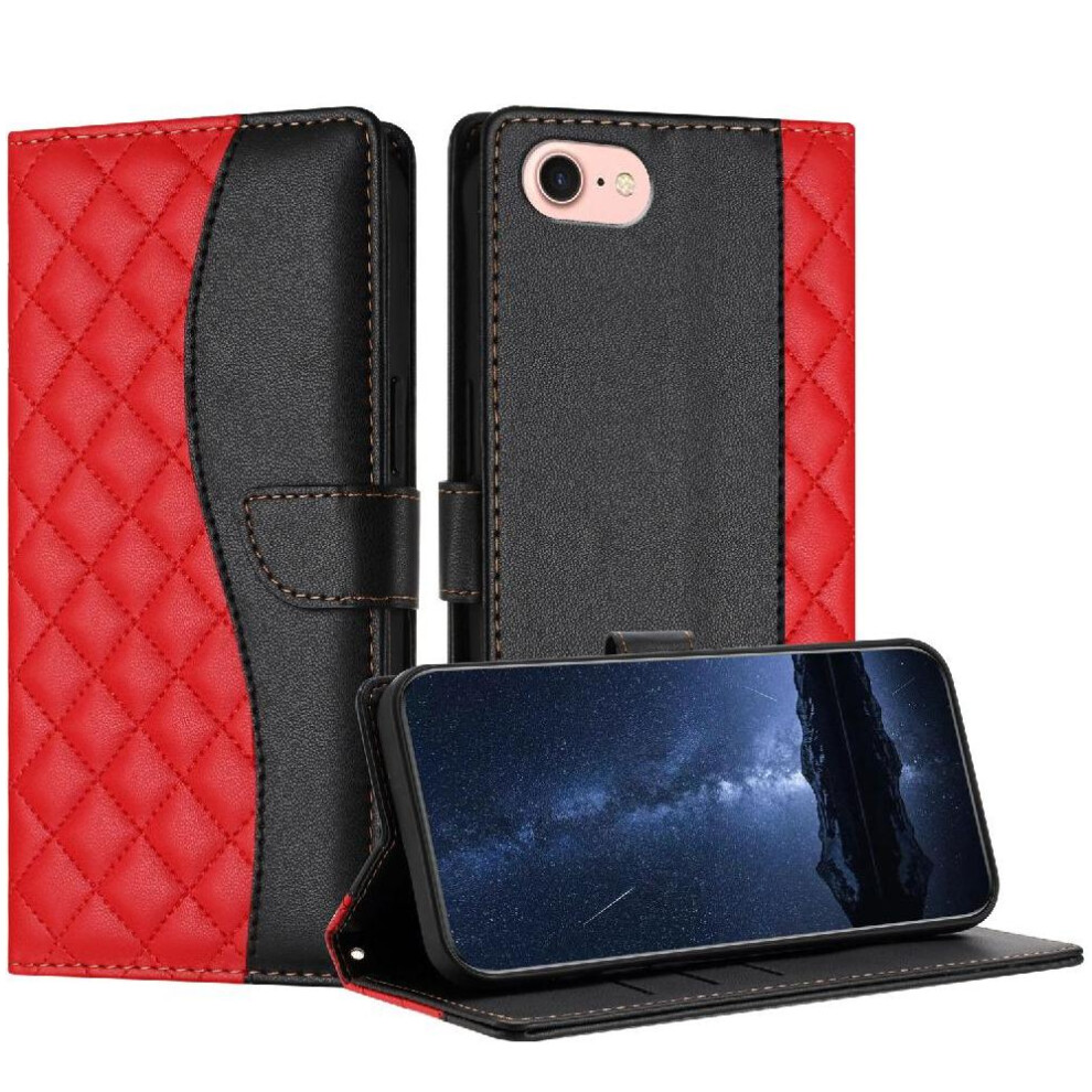 (Red) Flip Case For Iphone 16E Card Slots Holder Wallet Protection Pu Leather Wrist Strap Magnetic Red 764549444885