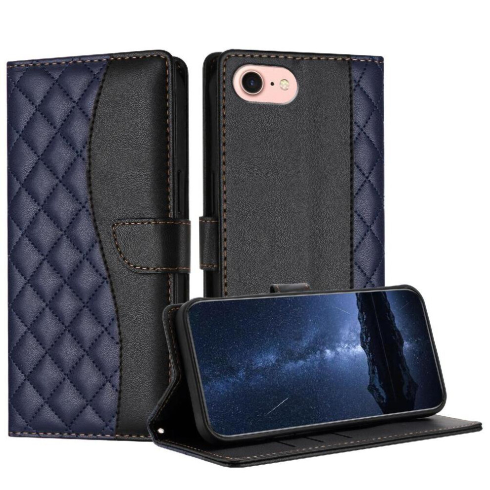 (Blue) Flip Case For Iphone 16E Card Slots Holder Wallet Protection Pu Leather Wrist Strap Magnetic Blue 764549444878