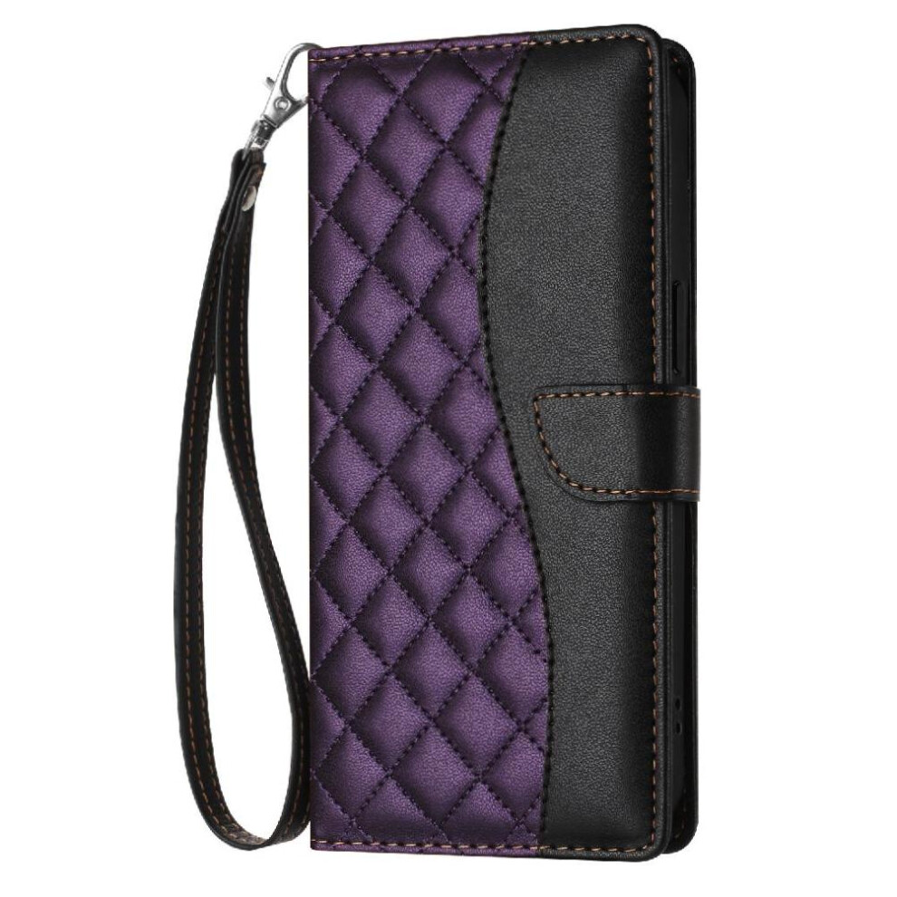 (Purple) Flip Case For Iphone 16E Card Slots Holder Wallet Protection Pu Leather Wrist Strap Magnetic Purple 764549444854