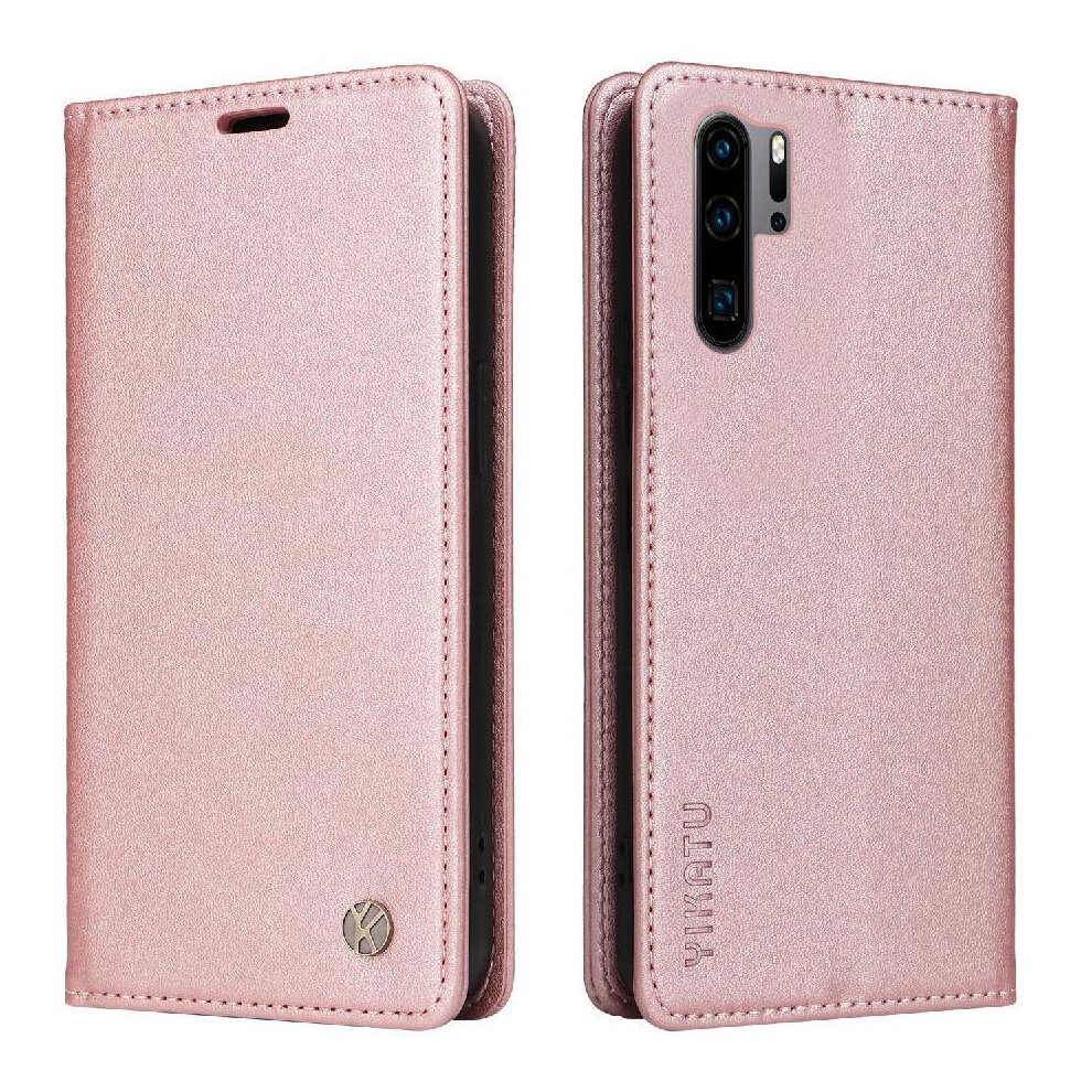 (Pink) Flip Case For Huawei P30 Pro And Stand Functionality With Card Slots Faux Leather And Full Matte Tpu Strong Magnetic Attraction Pink 764549445141