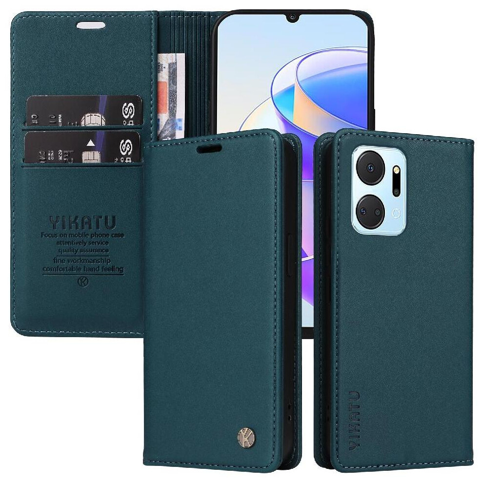 (Blue) Flip Case For Honor X7a Strong Magnetic Attraction And Stand Functionality With Card Slots Faux Leather And Full Matte Tpu Blue 764549445233