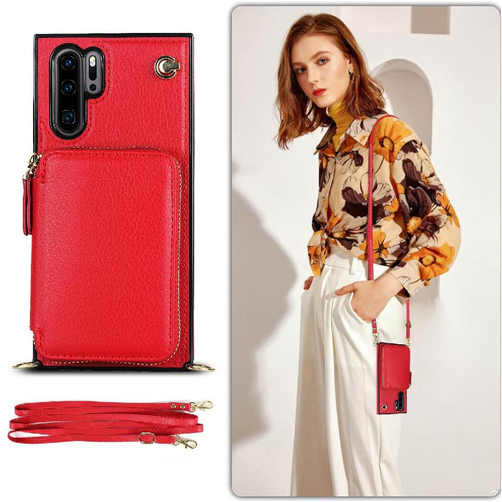 (Red) Case For Huawei P30 Pro Shockproof Leather Pocket Wallet Red 764549445455