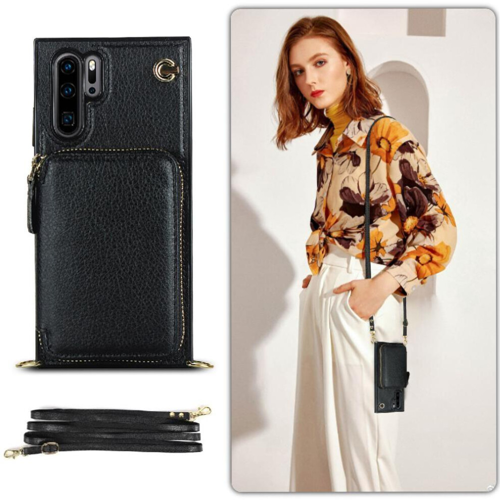 (Black) Case For Huawei P30 Pro Shockproof Leather Pocket Wallet Black 764549445448