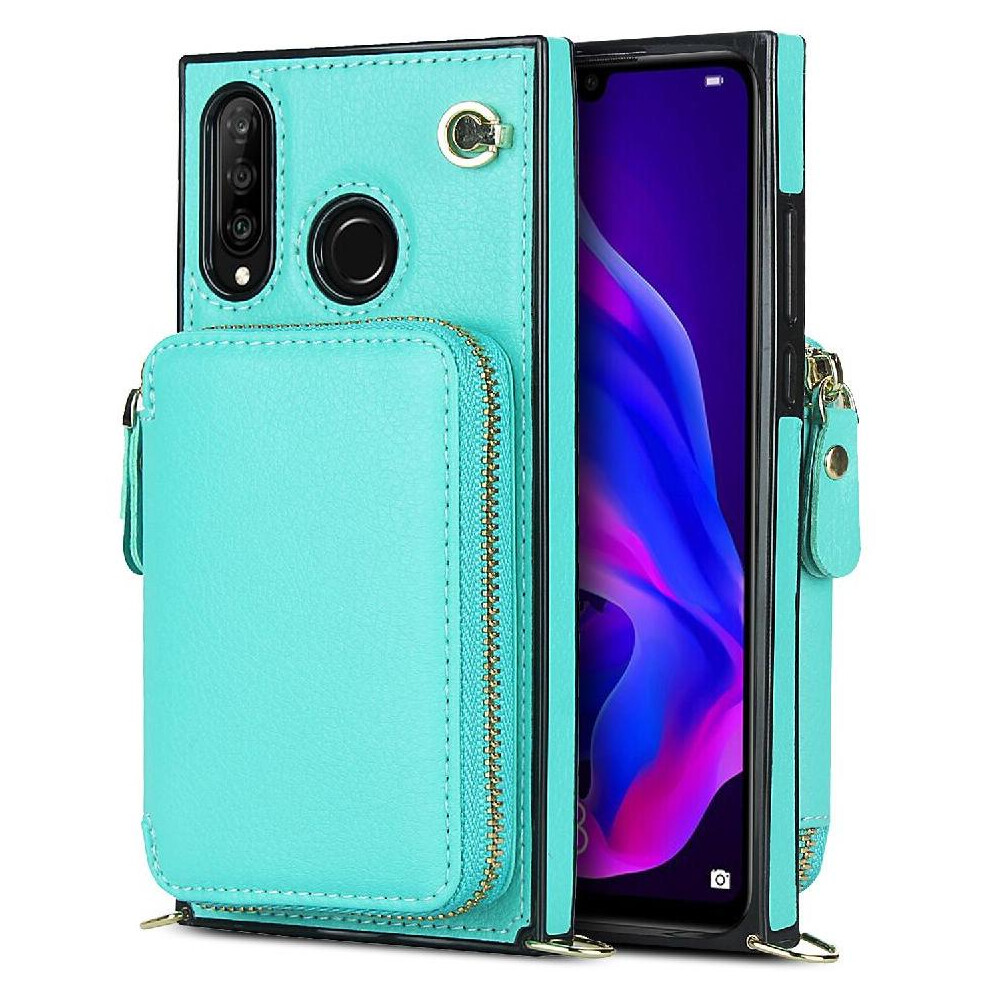 (Blue) Case For Huawei P30 Lite Leather Shockproof Wallet Pocket Blue 764549445523