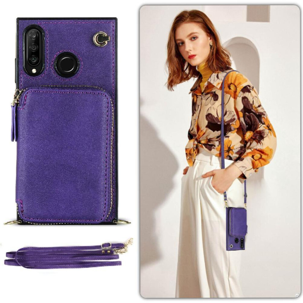 (Purple) Case For Huawei P30 Lite Leather Shockproof Wallet Pocket Purple 764549445554