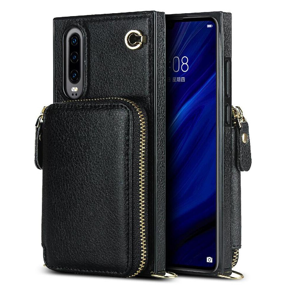 (Black) Case For Huawei P30 Wallet Shockproof Leather Pocket Black 764549445561