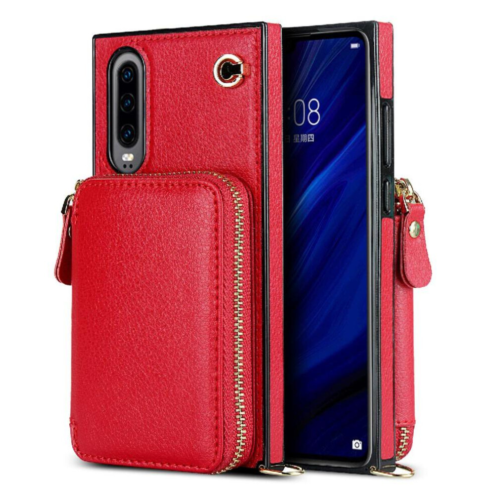 (Red) Case For Huawei P30 Wallet Shockproof Leather Pocket Red 764549445578