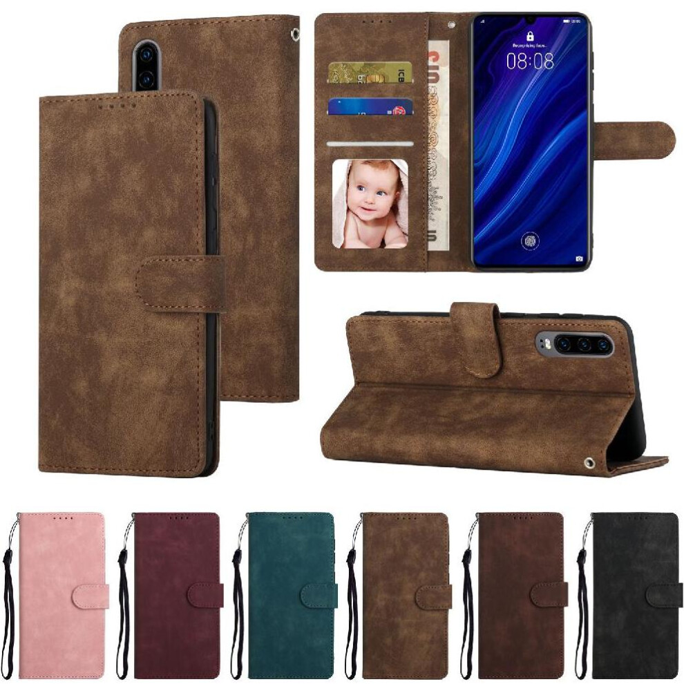 (Brown) Flip Case For Huawei P30 Shockproof Premium Flip Wallet Brown 764549446452