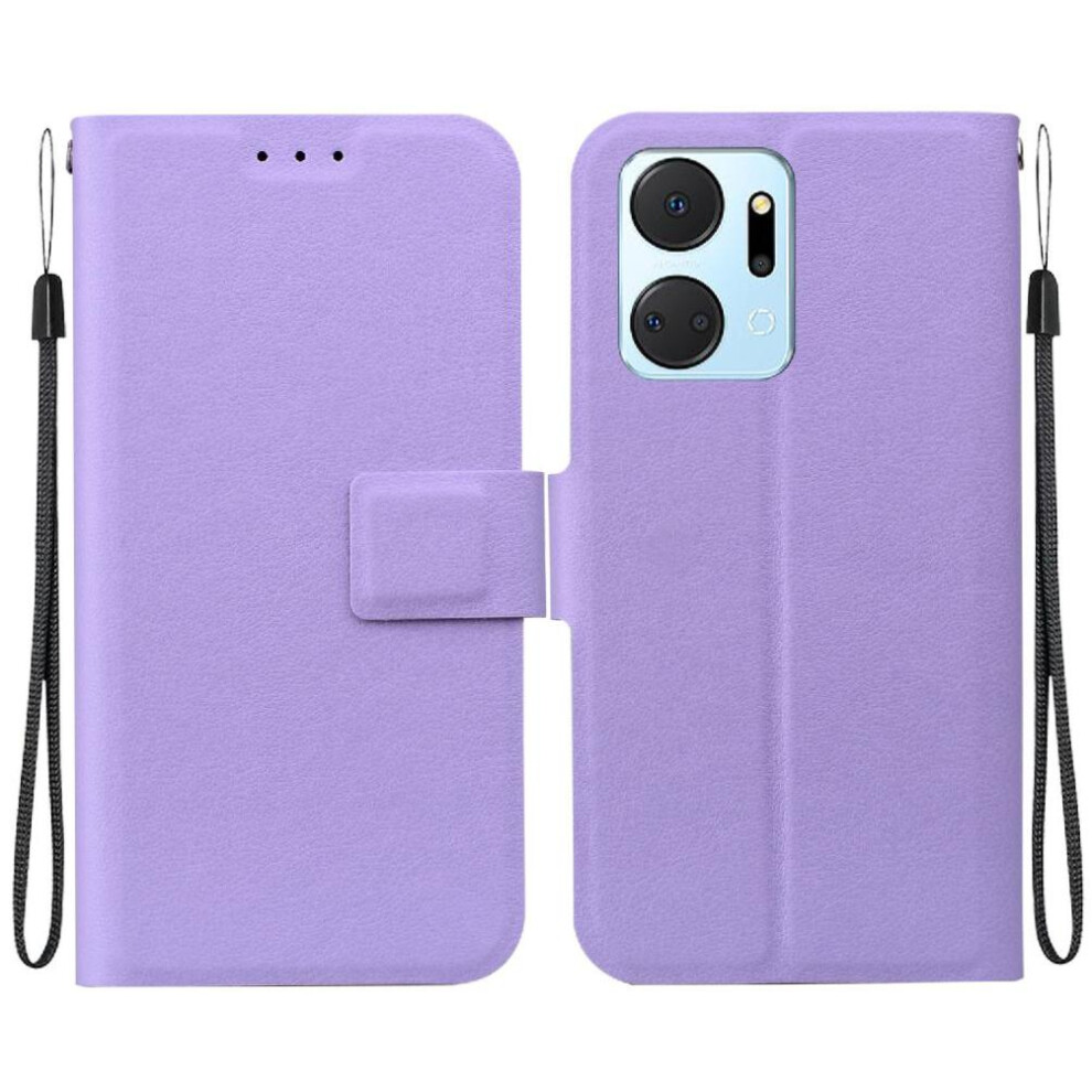 (Purple) Flip Case For Honor X7a With Buckle Kickstand Pure Colour With Card Slot Pu Leather Purple 764549446865
